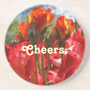 Prost Sandstein-Unterlagen Rot Rosen Feiertage Sandstein Untersetzer