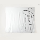 Prost-Schwarz-Weiß-Script Hochzeitskulisse Wandteppich (Vorderseite (Horizontal))
