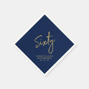 Prost Sechzig Modern Navy Blau 60. Geburtstagsfeie Serviette