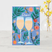 Prost! Sparkling Wine Champagne Blume Glückwünsche Karte (Gelbe Blume)