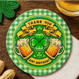 Prost St. Patrick's Day Shamrock 21. Geburtstag Runder Pappuntersetzer