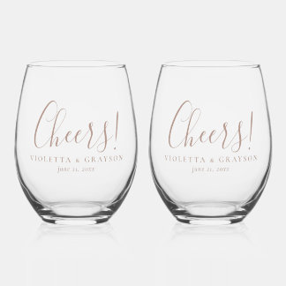 Prost! Stilvolle Typografie-Hochzeit Weinglas Ohne Stiel