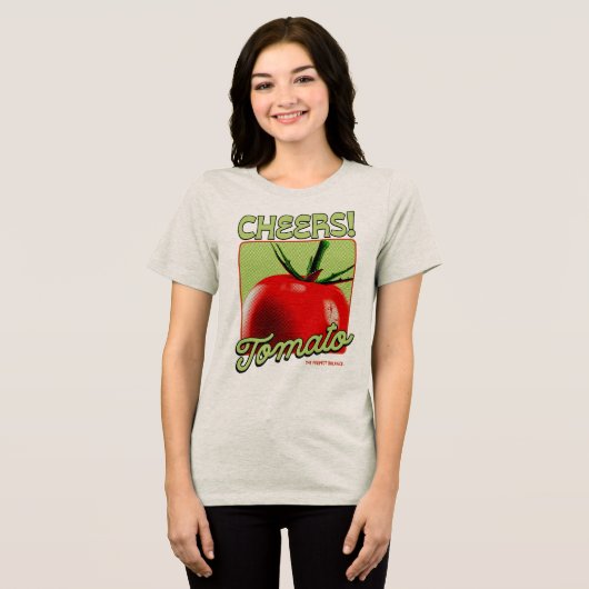 Prost Tomate Retro Pop Art Tri-Blend Shirt (Vorderseite voll)