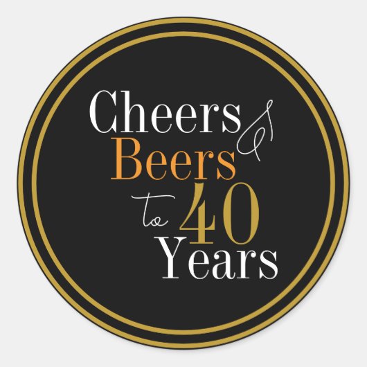 Prost und Bier 40 Jahre moderne Gestaltung Runder Aufkleber (Vorderseite)