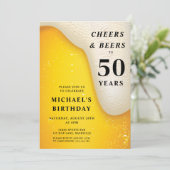 Prost Und Bier 50. Geburtstag Einladung (Stehend Vorderseite)