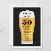Prost Und Bier 50. Geburtstag Einladung (Vorderseite)