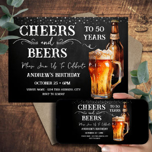 Prost und Bier 50. Geburtstag Rustikale Einladung