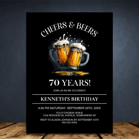 Prost und Bier 70. Geburtstagsfeier Einladung