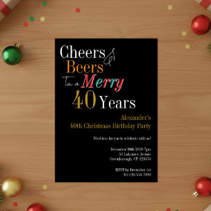 Prost und Bier Froher 40. Weihnachtsgeburtstag Einladung