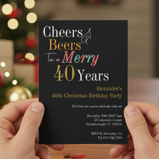 Prost und Bier Froher 40. Weihnachtsgeburtstag Einladung