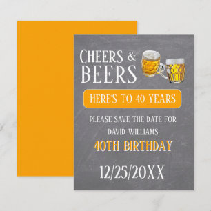 Prost und Bier Männliche 40. Geburtstagsfeier Save The Date