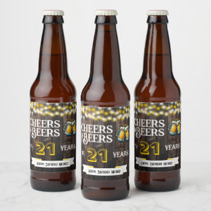 Prost und Bier zum 21. rustikalen Geburtstag Bierflaschenetikett