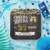 Prost und Bier zum 21. rustikalen Geburtstag Pappteller (Party)