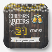 Prost und Bier zum 21. rustikalen Geburtstag Pappteller (Vorderseite)