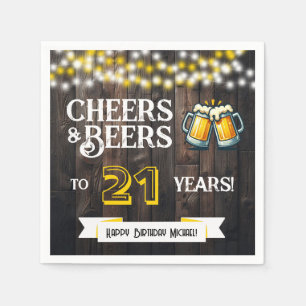 Prost und Bier zum 21. rustikalen Geburtstag Serviette