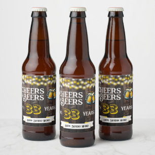 Prost und Bier zum 33. rustikalen Geburtstag Bierflaschenetikett