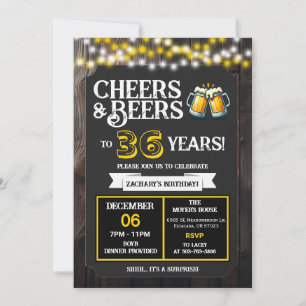 Prost und Bier zum 36. Geburtstag Überraschung im  Einladung