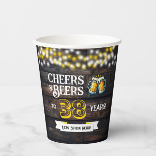 Prost und Bier zum 38. rustikalen Geburtstag Pappbecher