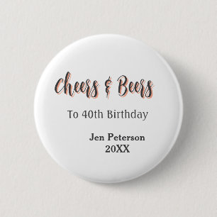 Prost und Bier zum 40. Geburtstag graues Namensjah Button