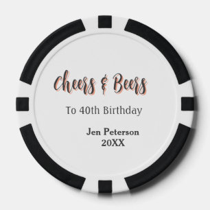 Prost und Bier zum 40. Geburtstag graues Namensjah Pokerchips