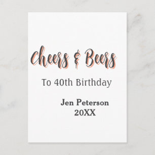 Prost und Bier zum 40. Geburtstag graues Namensjah Postkarte