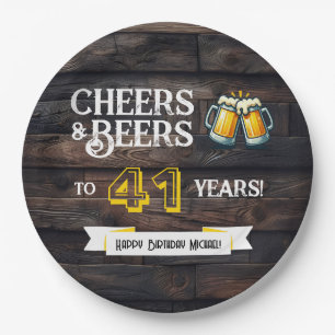 Prost und Bier zum 41. rustikalen Geburtstag Pappteller