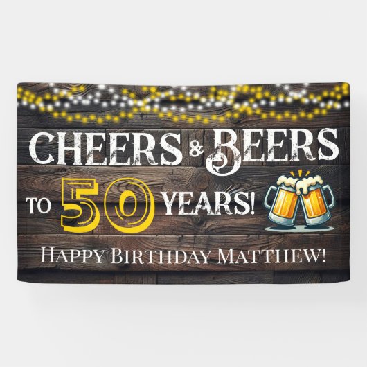 Prost und Bier zum 50. Geburtstag Party Banner (Horizontal)