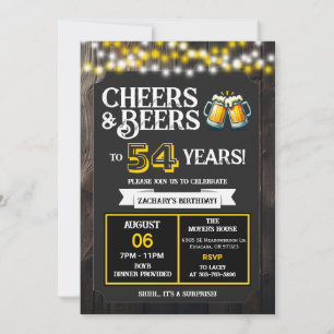 Prost und Bier zum 54. Geburtstag Überraschung im Einladung