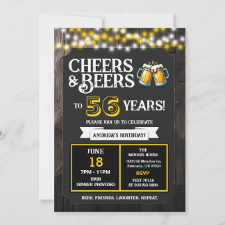 Prost und Bier zum 56. Geburtstag BBQ im Hinterhof Einladung