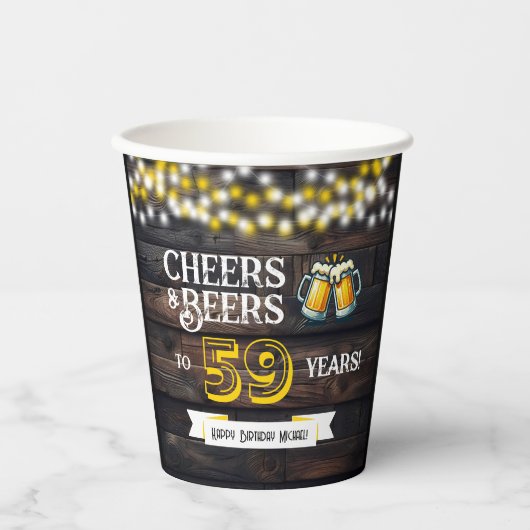 Prost und Bier zum 59. Rustikalen Geburtstag Pappbecher (Vorderseite)