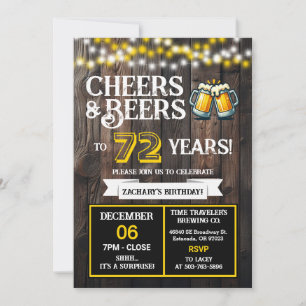 Prost und Bier zum 72-jährigen Jubiläum Überraschu Einladung