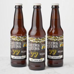 Prost und Bier zum 77. rustikalen Geburtstag Bierflaschenetikett