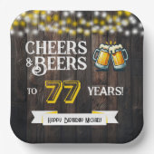 Prost und Bier zum 77. rustikalen Geburtstag Pappteller (Vorderseite)