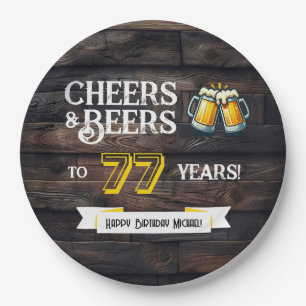 Prost und Bier zum 77. rustikalen Geburtstag Pappteller