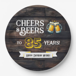 Prost und Bier zum 85. rustikalen Geburtstag Pappteller