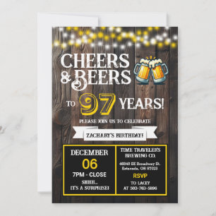 Prost und Bier zum 97. Geburtstag Überraschungsbra Einladung