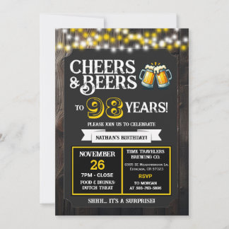 Prost und Bier zum 98. Geburtstag Überraschungsbra Einladung