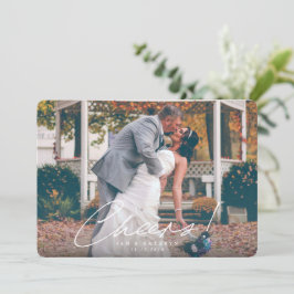 Prost! Verheiratetes Neujahrsfest-Foto Feiertagskarte