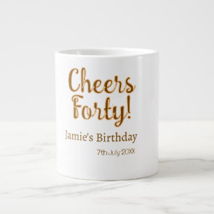 Prost vierzig orange braune Kalligrafie Geburtstag Jumbo-Tasse