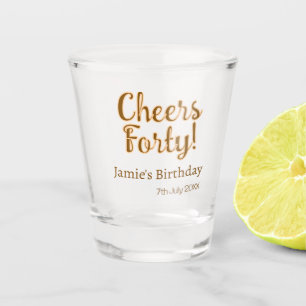 Prost vierzig orange braune Kalligrafie Geburtstag Schnapsglas