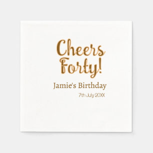Prost vierzig orange braune Kalligrafie Geburtstag Serviette
