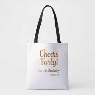 Prost vierzig orange braune Kalligrafie Geburtstag Tasche