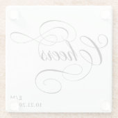 Prost | Vintage Kalligrafie Personalisierte Hochze Glasuntersetzer (Rückseite)