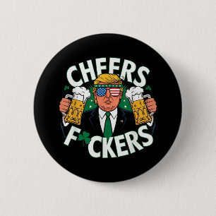 Prost Vorne St Patricks Day Lustiger Biertrinker  Button