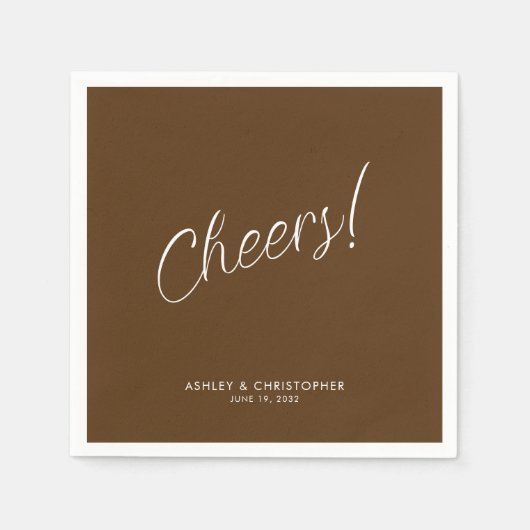 Prost! Walnussbraun-Minimal für jeden Anlass Cockt Serviette (Vorderseite)