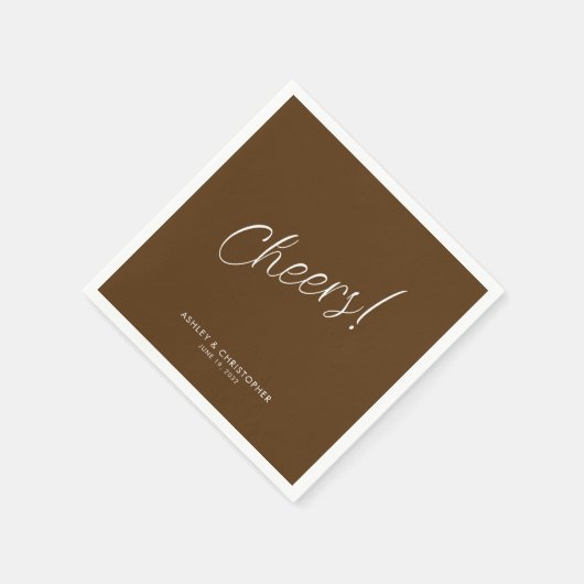 Prost! Walnussbraun-Minimal für jeden Anlass Cockt Serviette (Ecke)