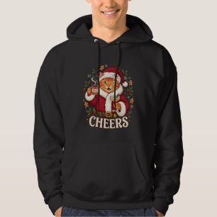 Prost Weihnachten Orange Katze Weihnachtsmann Hut  Hoodie