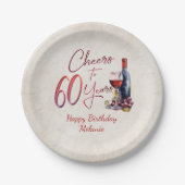 Prost Wein 60. Geburtstag Pappteller (Vorderseite)