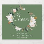 PROST | Weiße Magnolia-Blumenhochzeit Schaumweinetikett (Einzelnes Label)