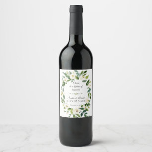 Prost Weißer grüner Blumenkranz Hochzeit Weinetikett